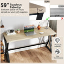 59 Inch Computer Desk with Heavy-duty Metal Frame and Crossbar-Gray by LJGDeals