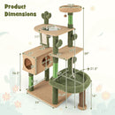59 Inch Multilevel Cactus Cat Tree with Scratching Posts Cando Toy and Rope-Green by LJGDeals