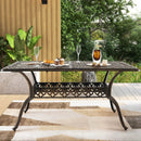 59 Inch Aluminum Patio Dining Table with Umbrella Hole fot 6 Persons-Bronze by LJGDeals