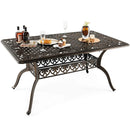 59 Inch Aluminum Patio Dining Table with Umbrella Hole fot 6 Persons-Bronze by LJGDeals
