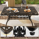 59 Inch Aluminum Patio Dining Table with Umbrella Hole fot 6 Persons-Bronze by LJGDeals