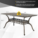 59 Inch Aluminum Patio Dining Table with Umbrella Hole fot 6 Persons-Bronze by LJGDeals