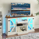 59 Inches Media Console Table with 3-Level Shelves and 22 Dynamic Modes-White by LJGDeals