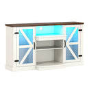 59 Inches Media Console Table with 3-Level Shelves and 22 Dynamic Modes-White by LJGDeals