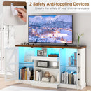 59 Inches Media Console Table with 3-Level Shelves and 22 Dynamic Modes-White by LJGDeals