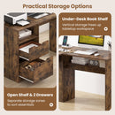 59" L-Shaped Executive Desk with Power Outlets and Storage