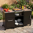 Outdoor Grill Table 59" with Removable Shelves & Storage by DirectDeals