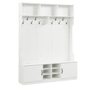 59" Wide 6-in-1 Hall Tree with Bench and Storage-White