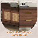 TV Stand For 80" TVs With Sliding Doors And Drawers, Accent Storage Unit - Dark Brown by HouseOfZazla
