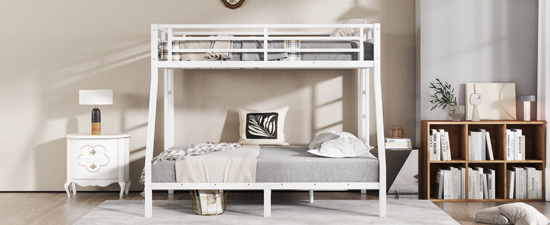 Metal Twin over Full Bunk Bed for Teens and Adults,Space-Saving/Noise Reduced/No Box Spring Needed, White