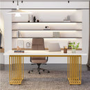 Office Executive Desk For Home Office - White / Gold by HouseOfZazla
