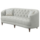 Veronica - Light Sloped Sofa With Tufted Elegant Upholstered Lounge Seating - Light Gray by HouseOfZazla