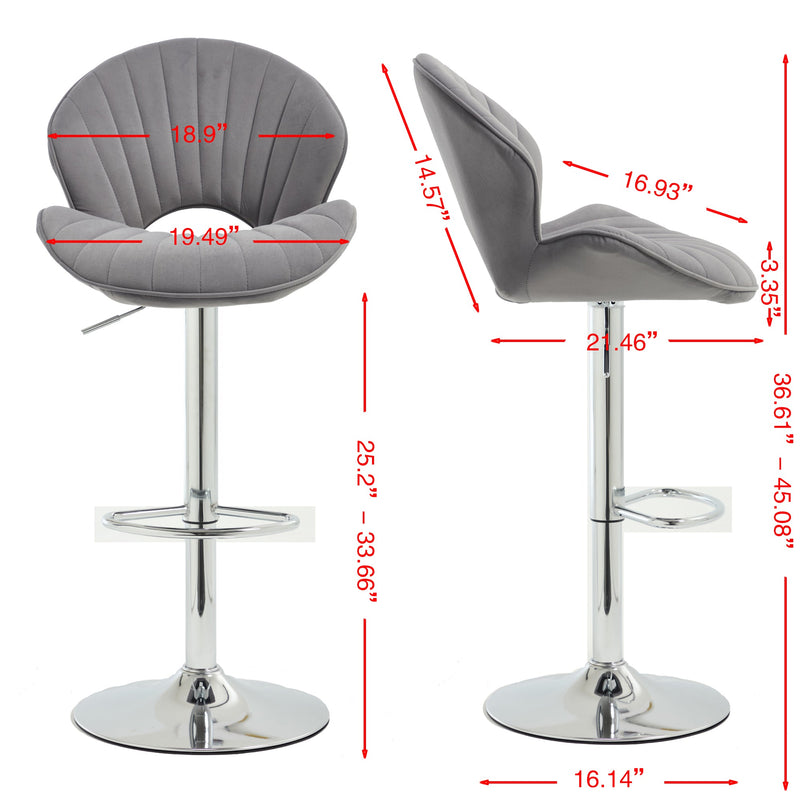 Bar Stools Set of 2 - Adjustable Barstools with Back and Footrest, photo 9 of 10
