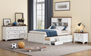 3 Pieces Wooden Captain Bedroom Set Full Bed with Trundle, Nightstand and Dresser, White + Walnut