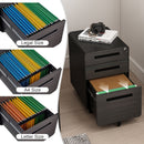 3 Drawer Mobile File Cabinet Under Desk Office, Simple Style Versatile Storage Cabinet For Legal / Letter / A4 Files, 5 Wheel Design Anti-Tilting Cold Rolled Steel Waterproof Moisture-Proof by HouseOfZazla