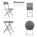 3 Pieces Patio Bistro Balcony Metail Chair Table Set-Gray
