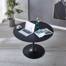 42.1" Black Tulip Table Mid-century Dining Table for 4-6 people With Round Mdf Table Top, Pedestal Dining Table, End Table Leisure Coffee Table