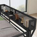 Queen Over Queen Bunk Bed With Ladder And Storage Shelf - Black by HouseOfZazla