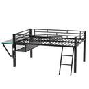 Gaming - Full Size Loft Bed With Desk, LED - Black