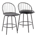 Riley - Claire Farmhouse Fixed Height Counter Stool With Swivel With Round Footrest (Set of 2) by HouseOfZazla