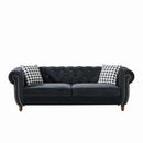 Chesterfield Upholstery Fabric Sofa With Roll Armrest & Nailhead