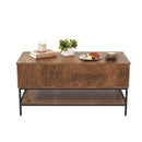 Rectangle Lift Top Coffee Table With Hidden Storage And Lower Shelf - Brown by HouseOfZazla