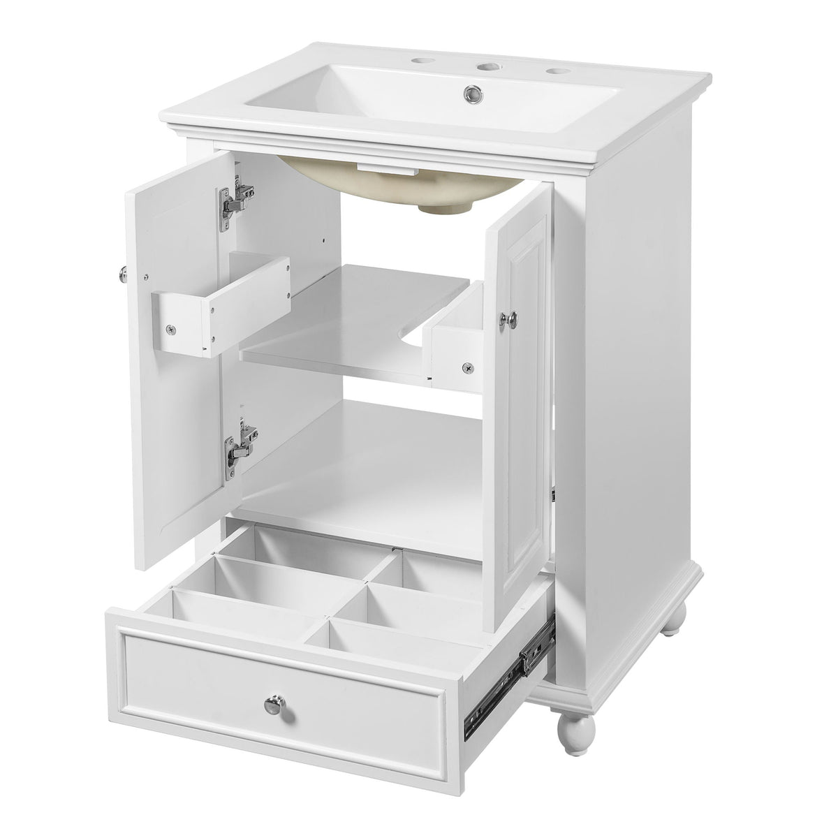 Modern Bathroom Vanity With Sink, Cabinet With Drawer And Dividers, Rectangular Storage Unit, photo 21 of 40