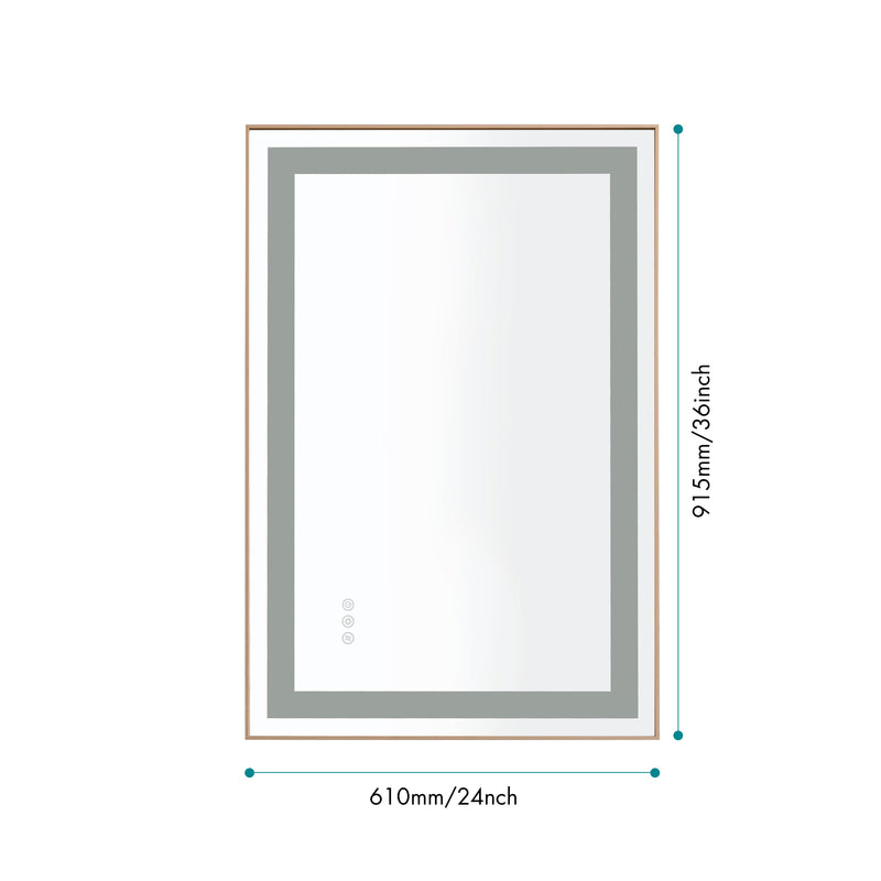 36x24 LED Lighted Bathroom Wall Mounted Mirror with High Lumen+Anti-Fog Separately Control