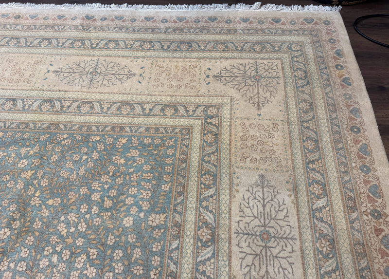 Palace Size Pak Persian Rug 12x18, Haji Jalili Design, Pakistani Carpet, Oat and Light Blue, Fine 260 KPSI