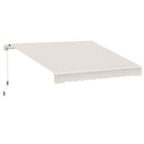 8' x 7' Patio Retractable Awning, Manual Exterior Sun Shade Deck Window Cover, Beige