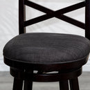 24" Counter Height X-Back Swivel Stool, Espresso Finish, Charcoal Fabric Seat