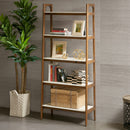 Mid - Century Design 5 Shelf Bookcase - Off White / Pecan by HouseOfZazla