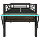 Gaming - Twin Loft Bed With Desk And LED - Black by HouseOfZazla