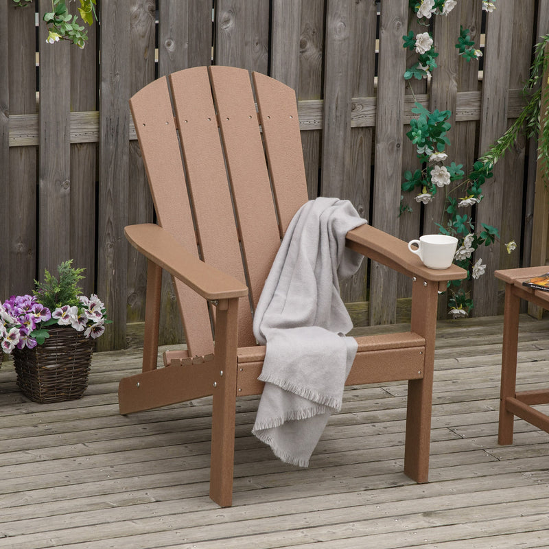 Adirondack Chair, Faux Wood Patio & Fire Pit Chair, Weather Resistant HDPE for Deck, Outside Garden, Porch, Backyard, Brown