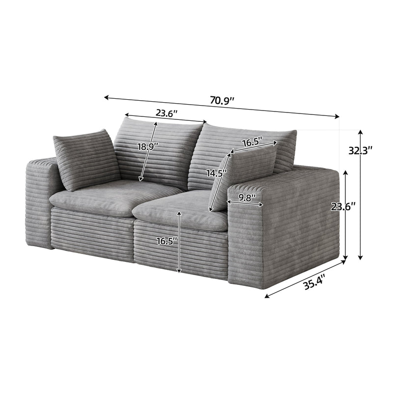 71" Cloud Sofa in Corduroy Fabric, photo 6 of 8