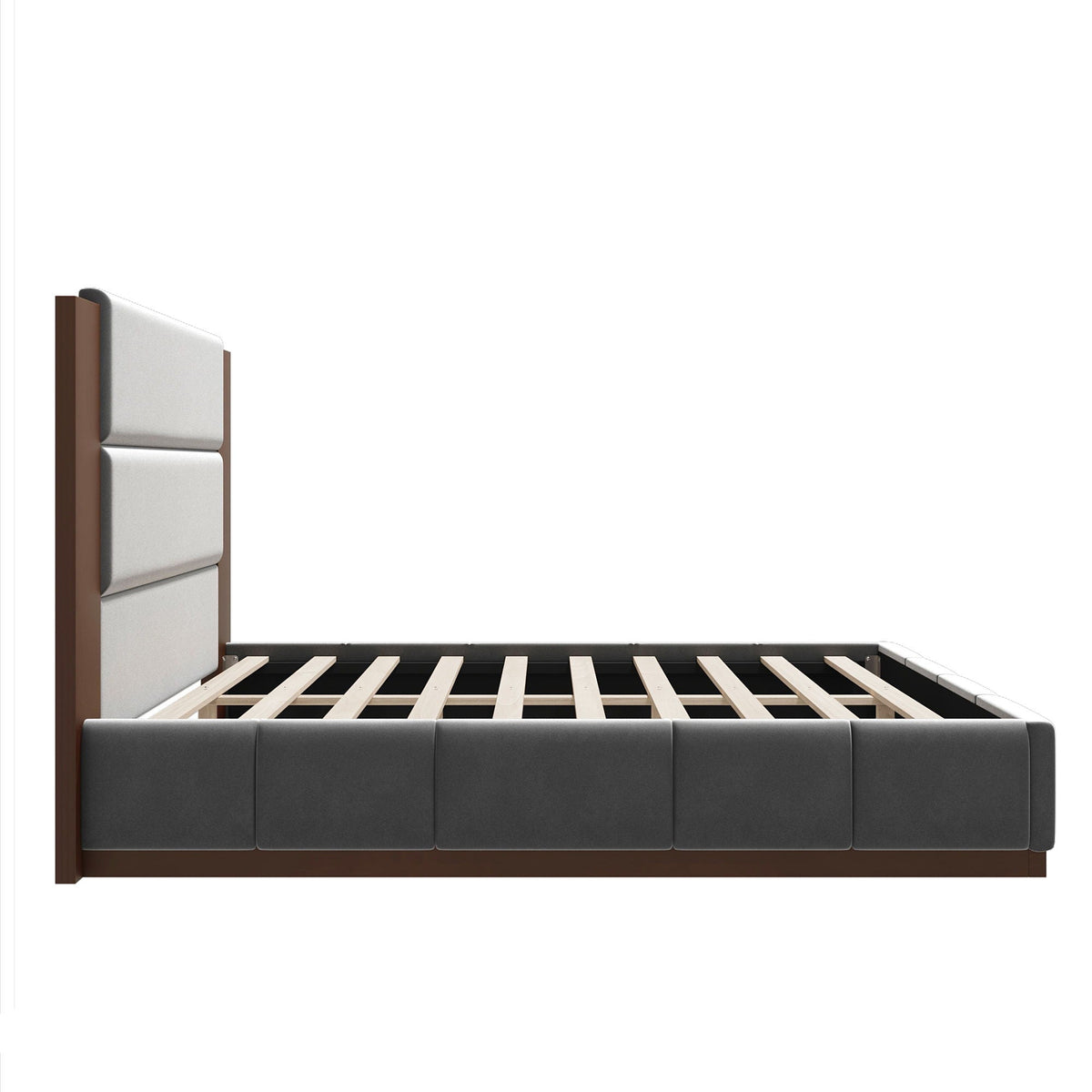 Modern Upholstered Platform Bed With Extended Headboard, photo 15 of 23