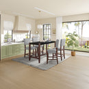 5 Piece Counter Height Dining Set, Bar Table With 4 Upholstered Chairs