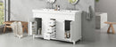 60" Bathroom Vanity with Resin Double Sinks, 3 Drawers & 4 Doors