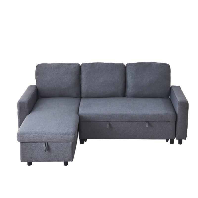 78.8" Reversible Sleeper Combo Sofa with Pullout Bed, Comfortable Linen L-Shaped Combo Sofa Sofa Bed, Living Room Furniture Sets for Tight Spaces