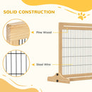 72" W x 27.25" H Extra Wide Freestanding Pet Gate with Adjustable Length Dog, Cat, Barrier for House, Doorway, Hallway, Natural