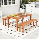 Outdoor 59 Inch Long Patio Dining Backless Wooden Bench with Teak Oil Finish by LJGDeals