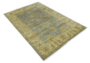 5.9x8.4 Hand Knotted Gray and Beige Traditional Oushak Wool Area Rug