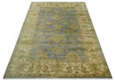 5.9x8.4 Hand Knotted Gray and Beige Traditional Oushak Wool Area Rug