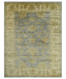 5.9x8.4 Hand Knotted Gray and Beige Traditional Oushak Wool Area Rug