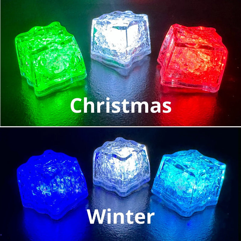 REVO Multi Color 8 Mode LED Light Up Ice Cube | One cube makes 7 colors | 12 pack