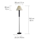Mid Century Modern Wood Large Floor Lamp with Pleated Lampshade 65"H by EP Designlab LLC