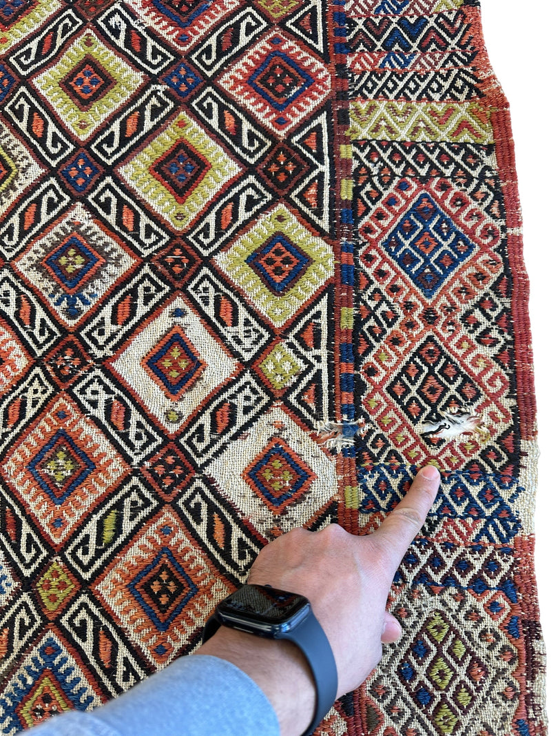 Antique Turkish Jajim Wool Rug 5’6” x 14’5”