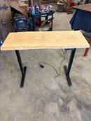 Adjustable height sit/stand pecan desk