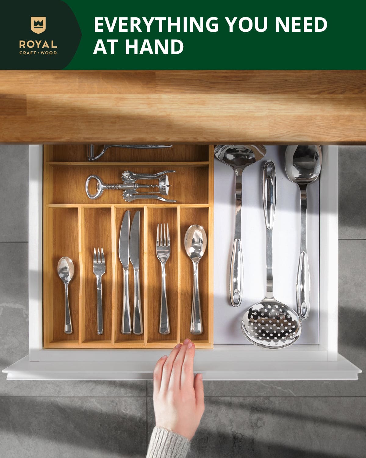 Basic Silverware Drawer Organizer, Natural, photo 6 of 9
