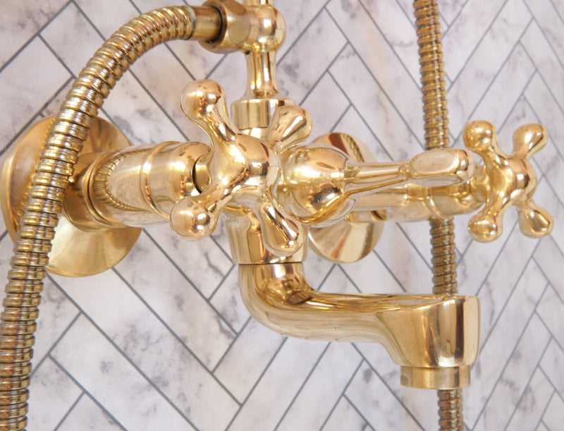 Handcrafted Unlacquered Brass Freestanding Bath Tub Filler - BRASSMA